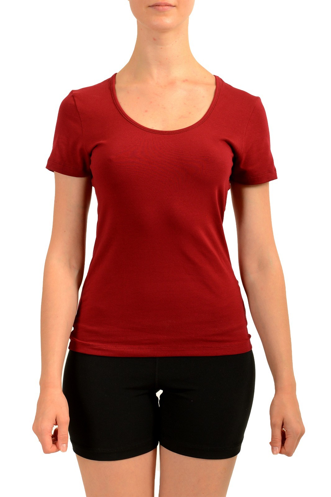 Hugo Boss Women’s Burgundy Short Sleeve Crewneck Basic T-Shirt US S IT 40