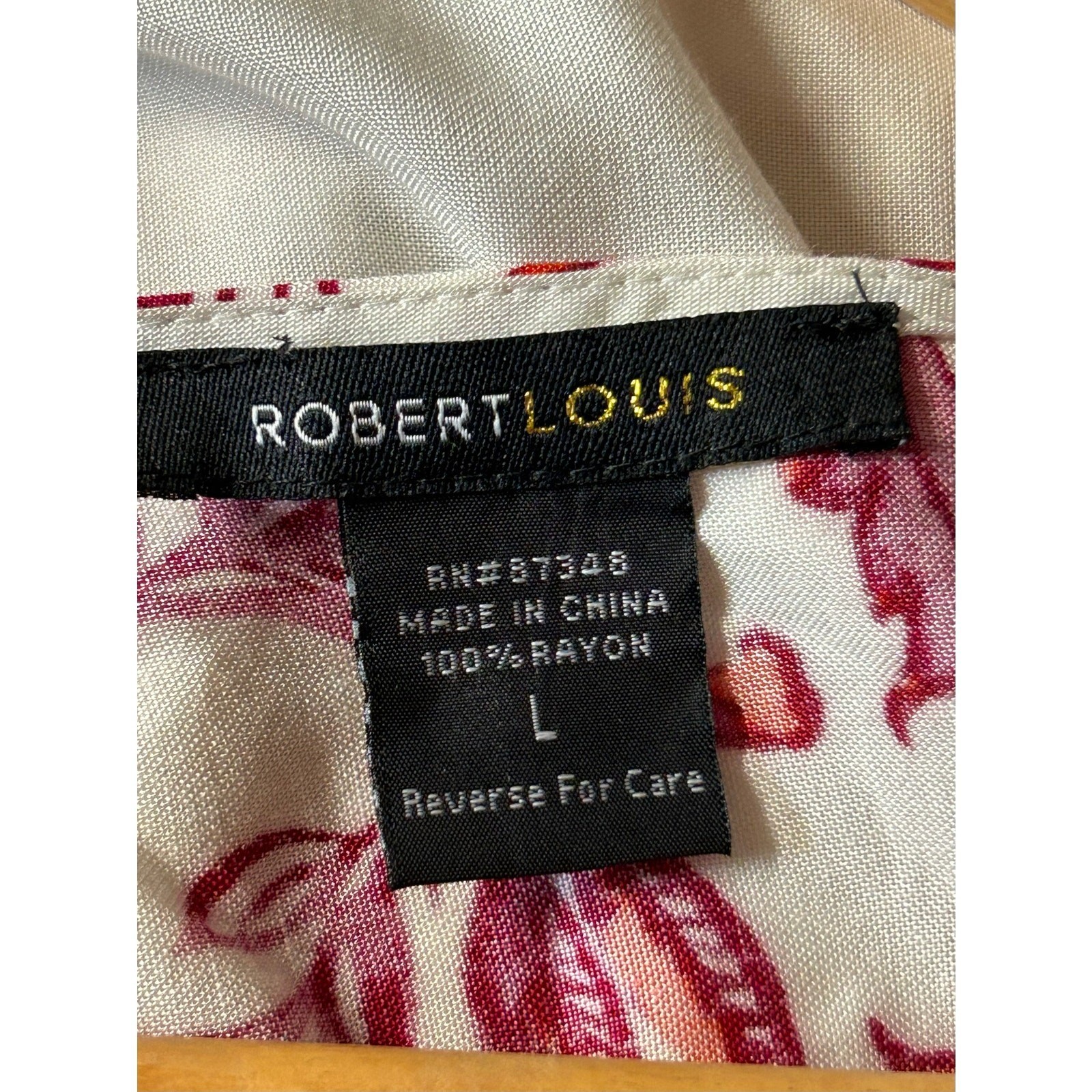 Robert Louis Boho Bell Sleeve Floral Tunic Top White Red Large