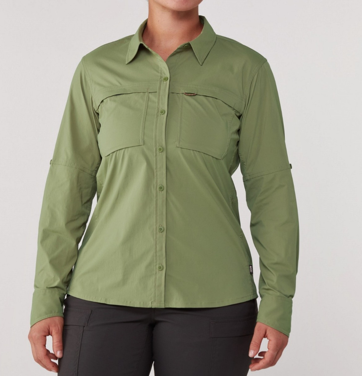NEW REI Sahara Long-Sleeve Shirt NWT M Sage Hiking Trail Vented UPF 50