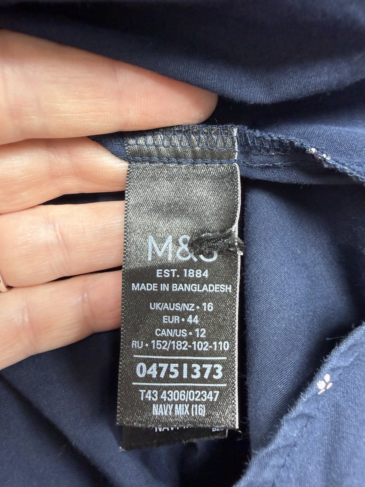 Marks & Spencer Shirt Size 16 Ladies Shirt Blouse Navy Long Sleeve Smart Office