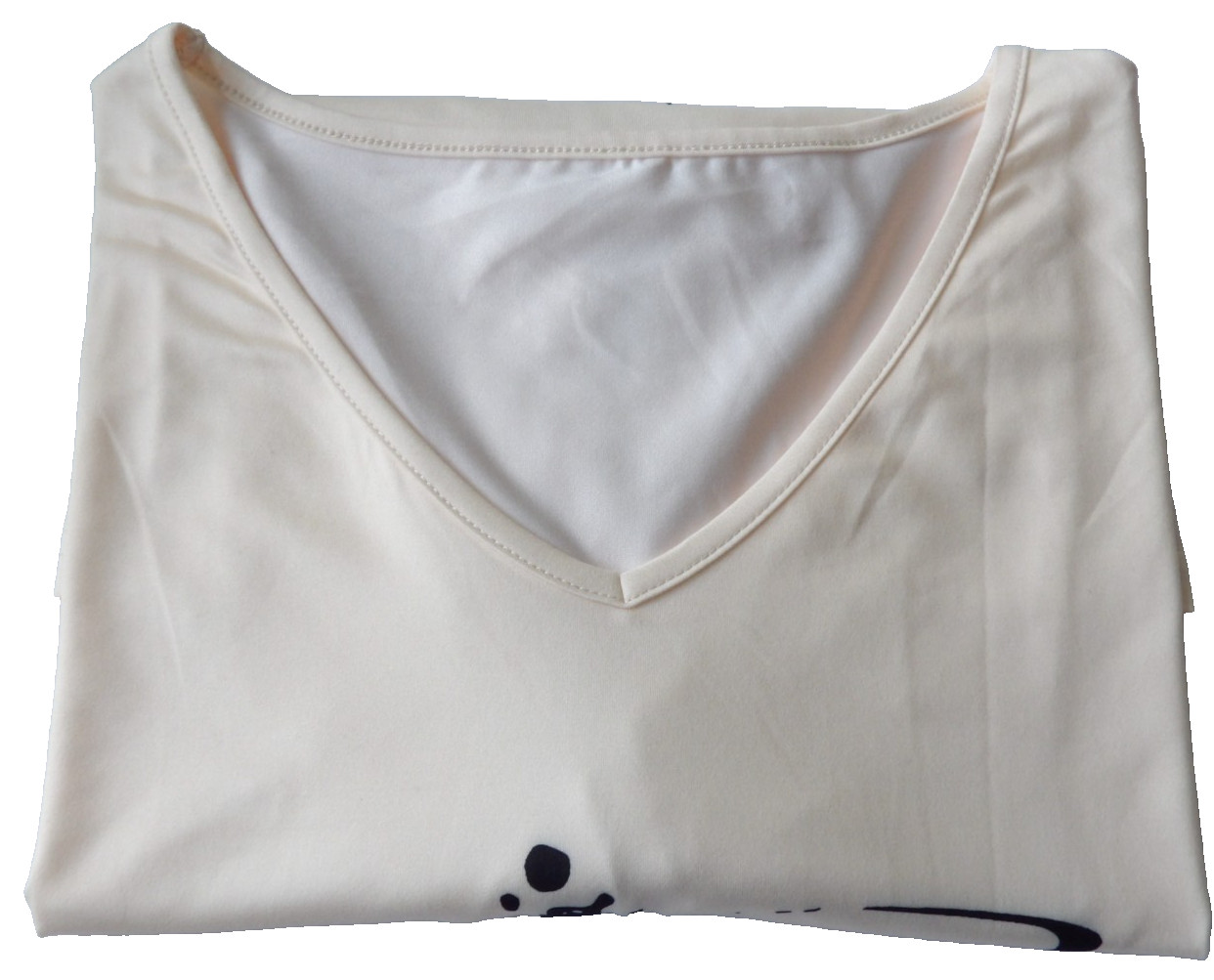 Ladies Long Sleeve Peach V Neck Over-Sized Top with Butterfly Accent NEW