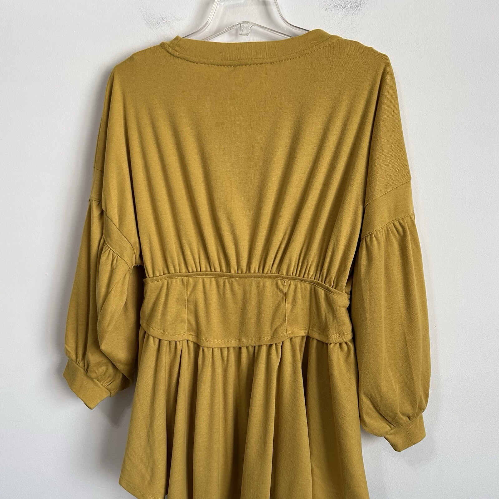 Entro Sweatshirt Top M Mustard Yellow Pullover Balloon Sleeve Trendy Boho NEW