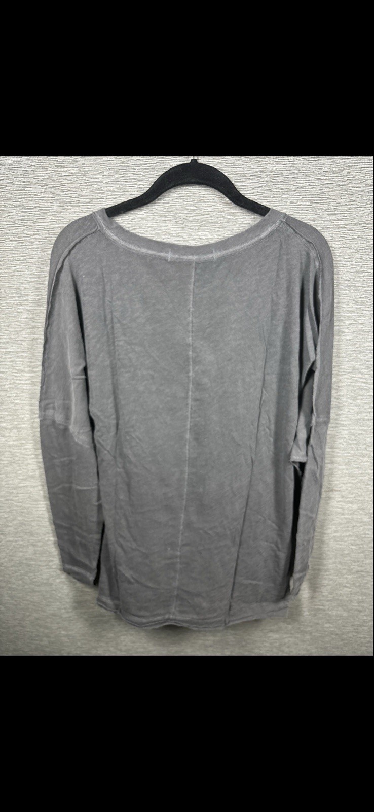 NEW Free People Women’s On My Mind V-Neck Long Sleeve Shirt Dark Gray Size XS