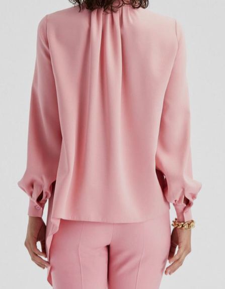 $1590 Oscar De La Renta Women’s Pink Silk Balloon Sleeve Blouse Top Size 14