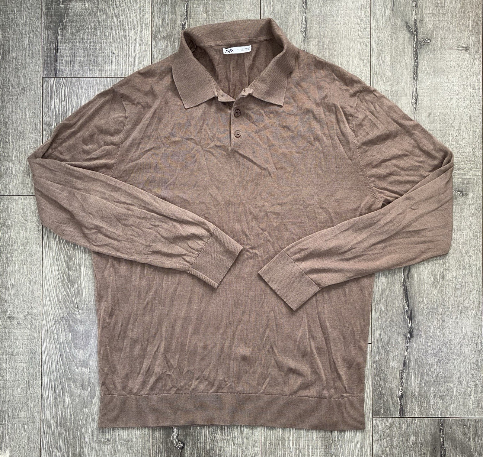 Zara Brown Collared Long Sleeve Shirt Women’s Unisex Size L #187