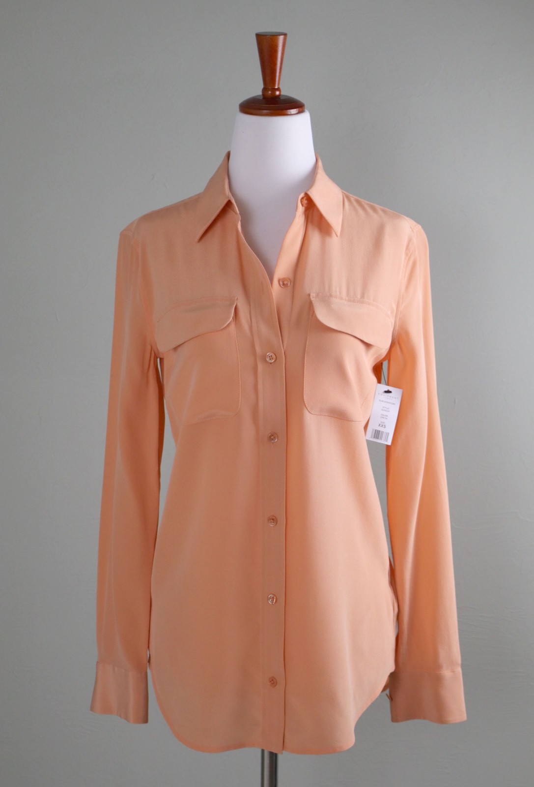 EQUIPMENT Femme NWT $225 Solid Orange Slim Signature Shirt Top Size 2XS / XXS