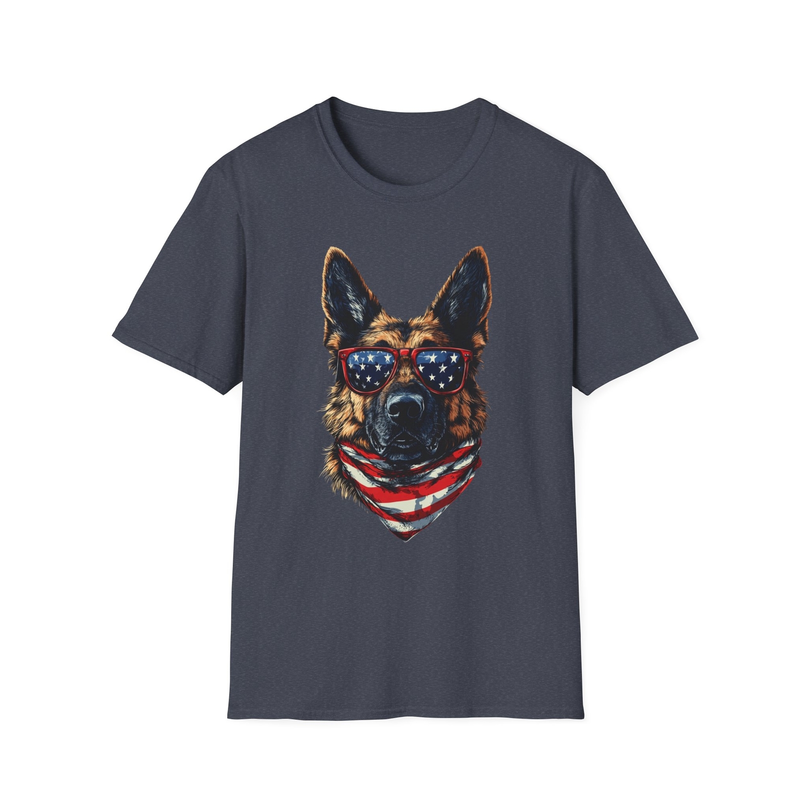 Patriotic German Shepherd American Flag 4th of July T-Shirt | Dog Softstyle Tee