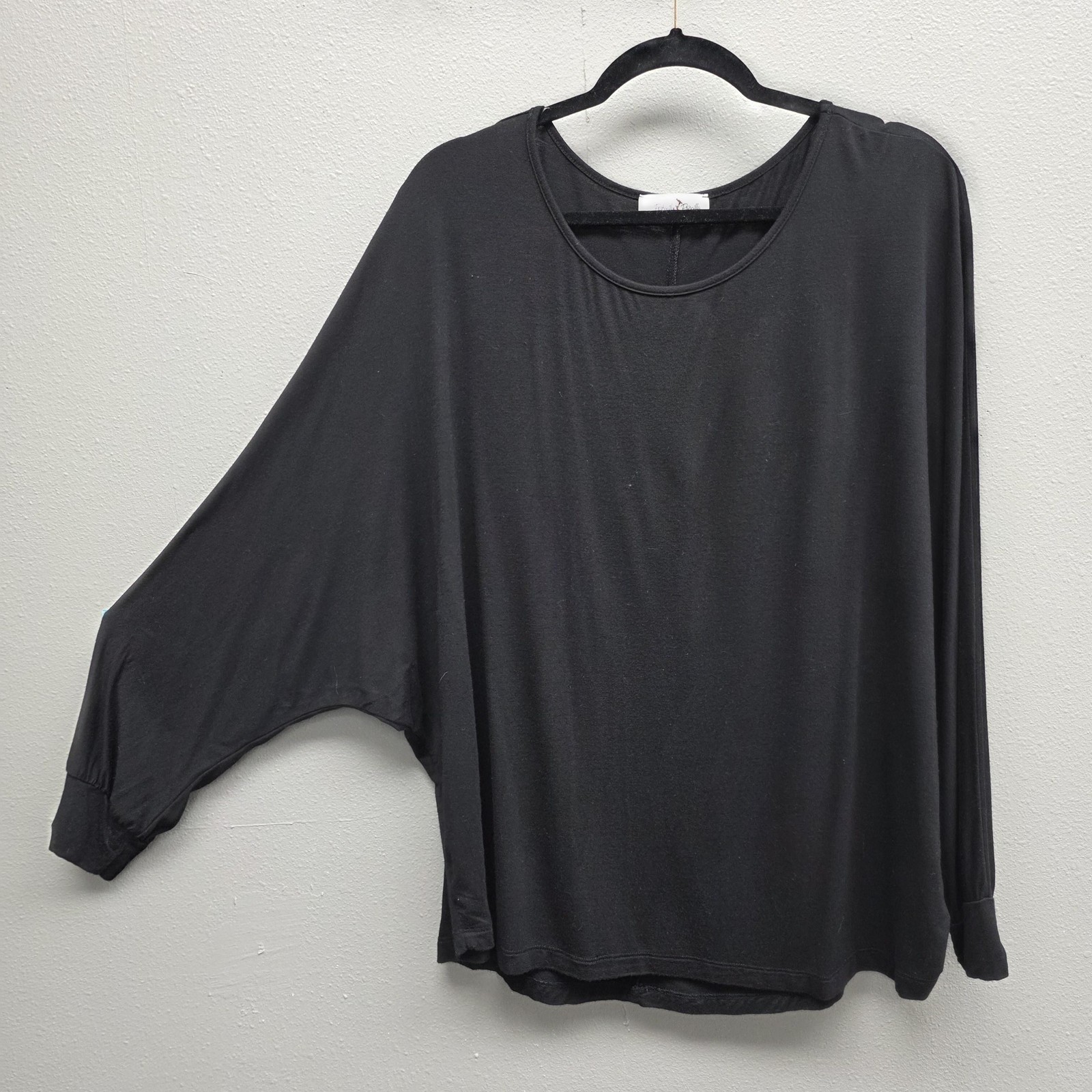 Perfectly Priscilla Shirt Womens Size 3X Black Dolman Sleeve Tunic Top
