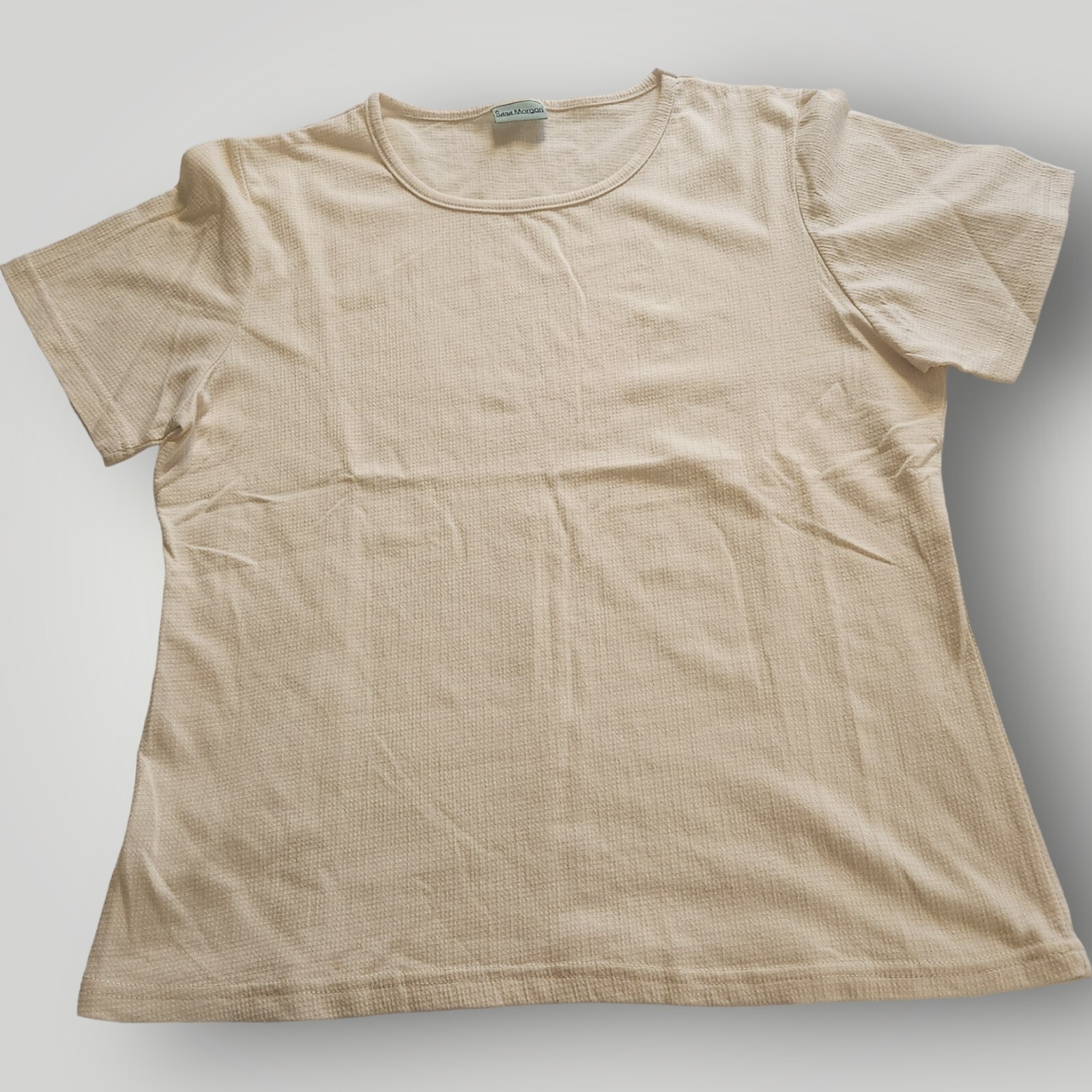 Sara Morgan Women’s M Ivory Cream Short Sleeve Knit Top