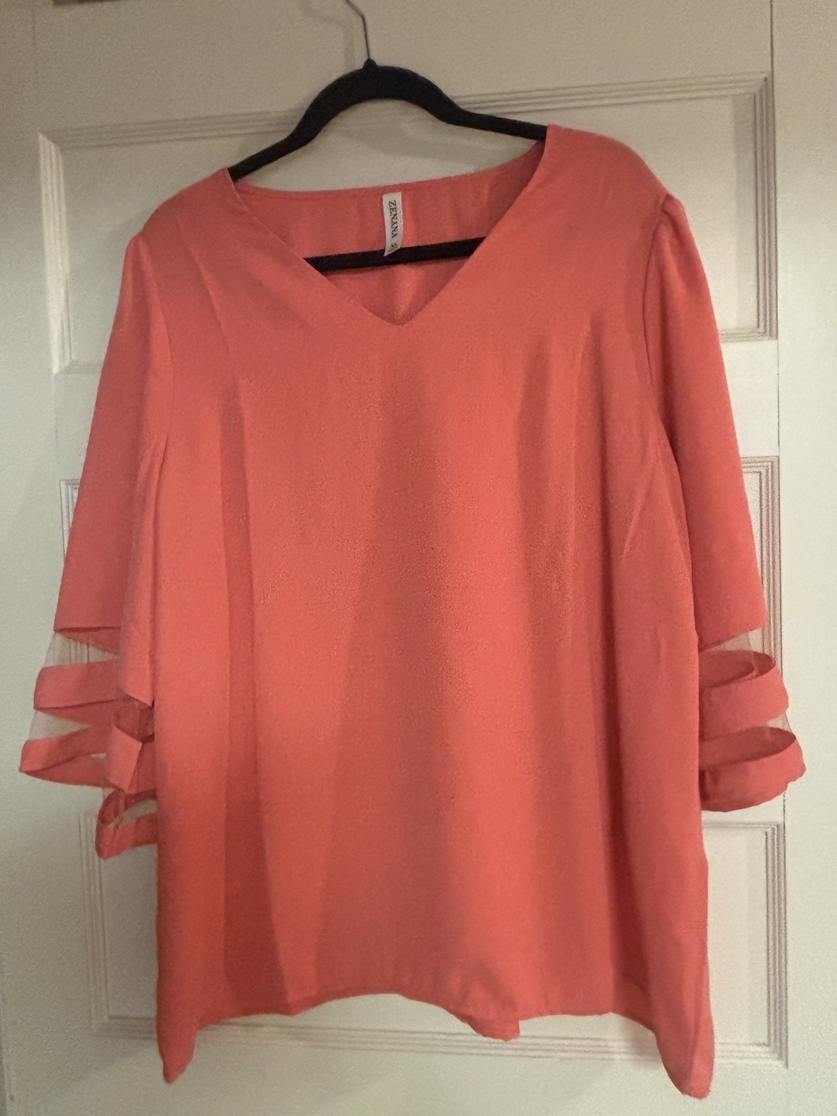 Salmon Colored Mid Length Sleeve Ladies Blouse Size XL