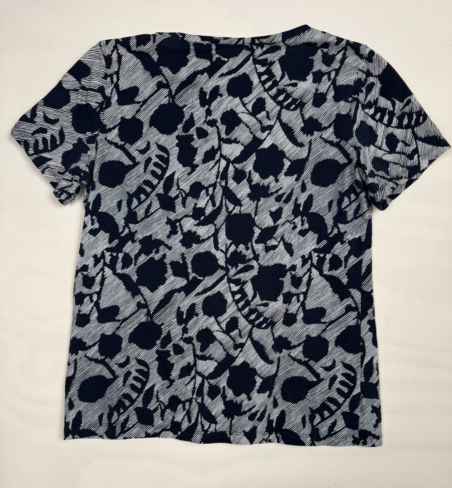 Ann Taylor Factory Short Sleeve Blue Floral Print Tee Women’s M
