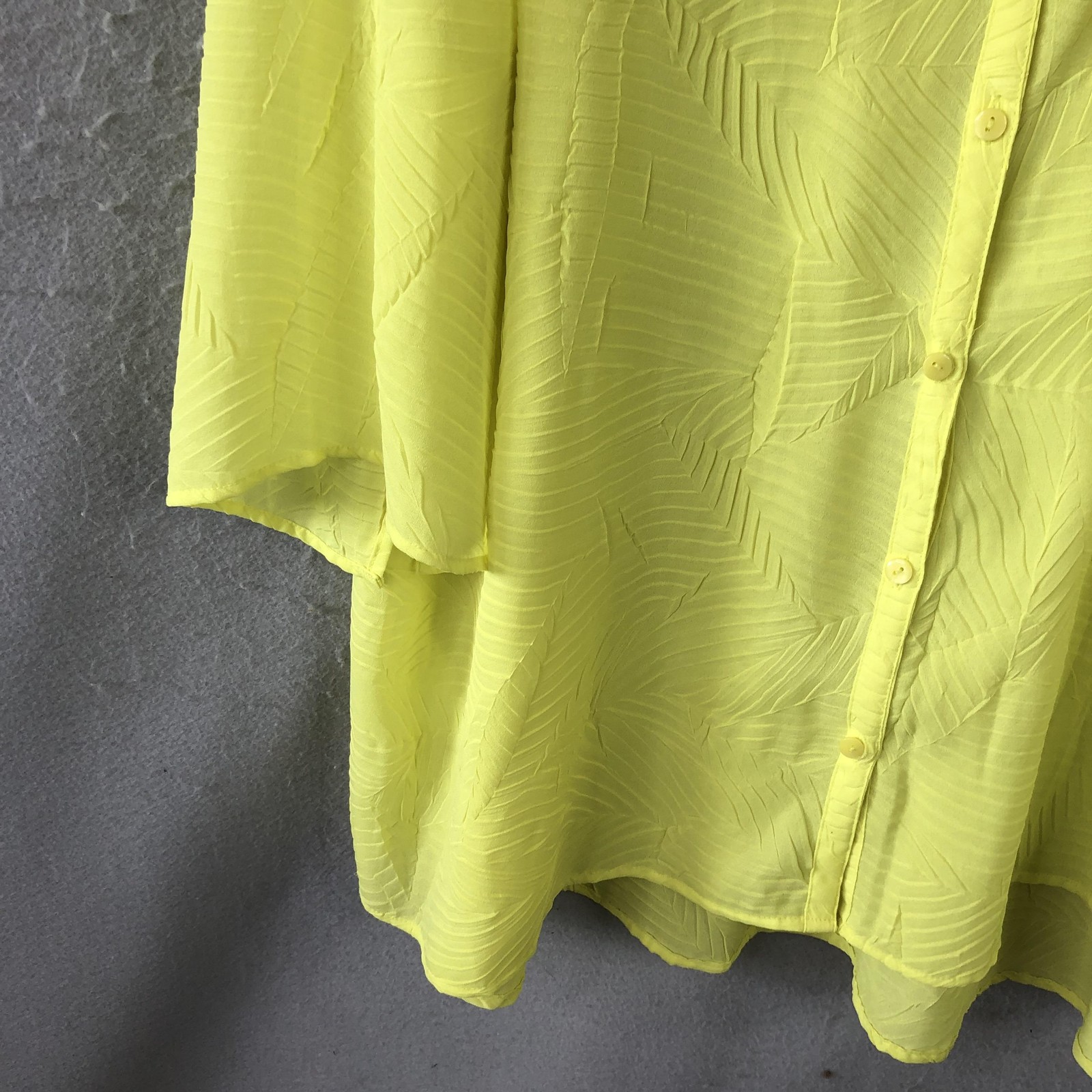Neon Yellow Shirt Womens 2X Yellow Button Front Blouse Tunic Bold Summer