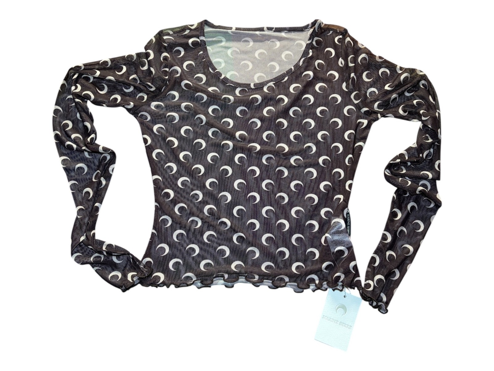 Marine Greenhouse crop top moon mesh semi transparent brown size M new with tag
