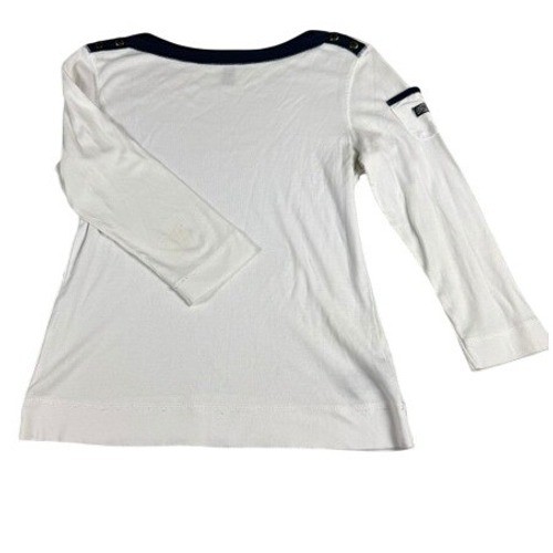 Lauren Jeans Co Ralph Lauren Top Womens S White Navy Boat Neck Button Nautical