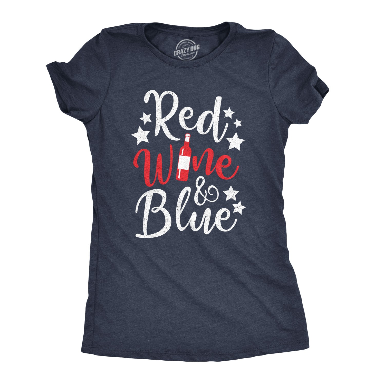 Womens Red Wine and Blue T Shirt Funny Patriotic USA Celebration Drinking Tee
