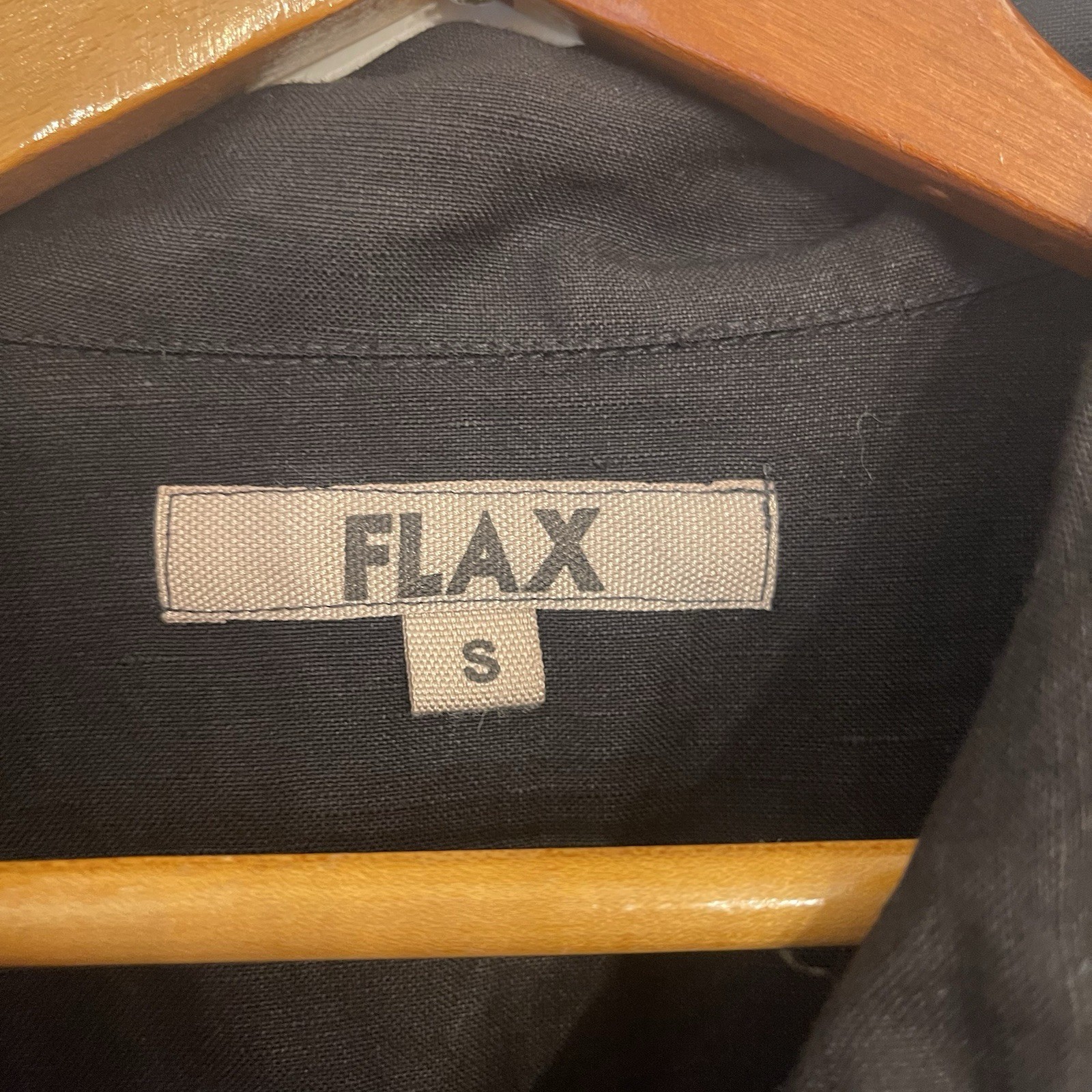 Flax Black Linen Blend Chore Coat Button Down Top Size Small