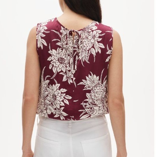 NWT J.Crew Drawstring-Waist Tank Top XL Pineapple Garden Sateen Cropped Tropical