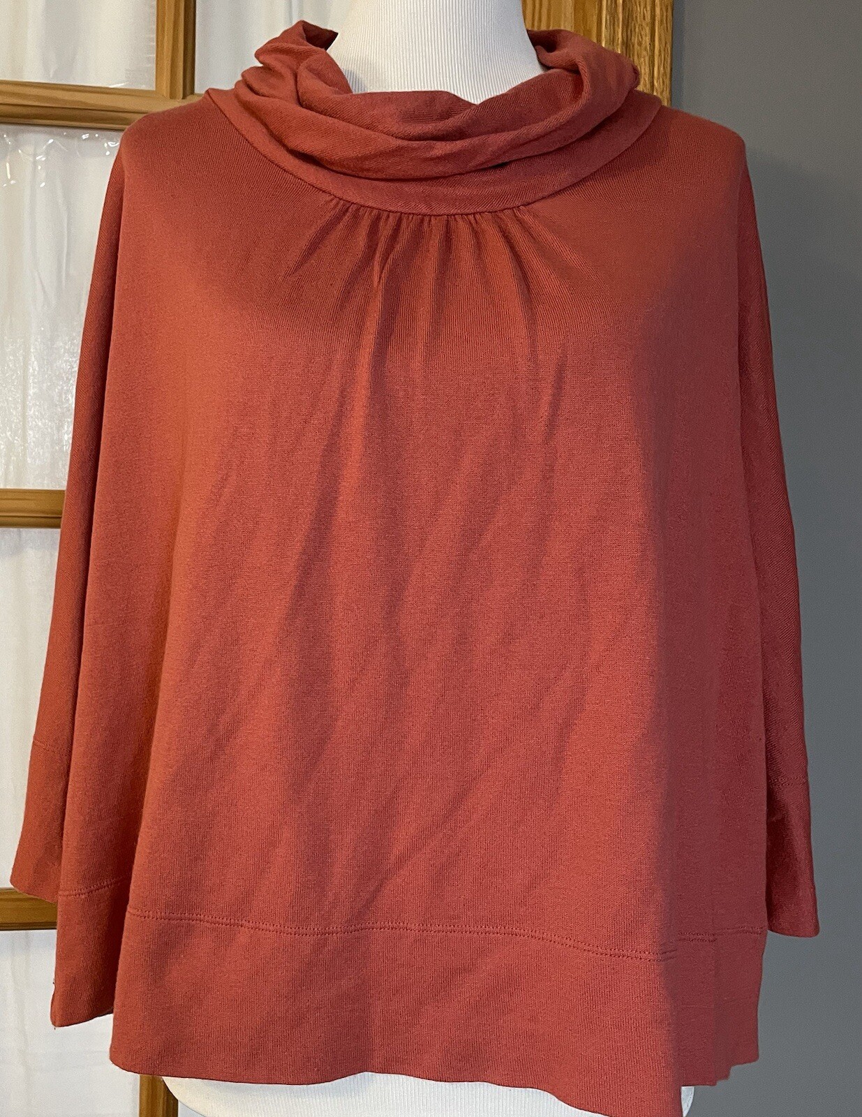 J Jill Pullover Crop Top Womens Sz L Cowl Neck Long Sleeve Rustic Brown Classic