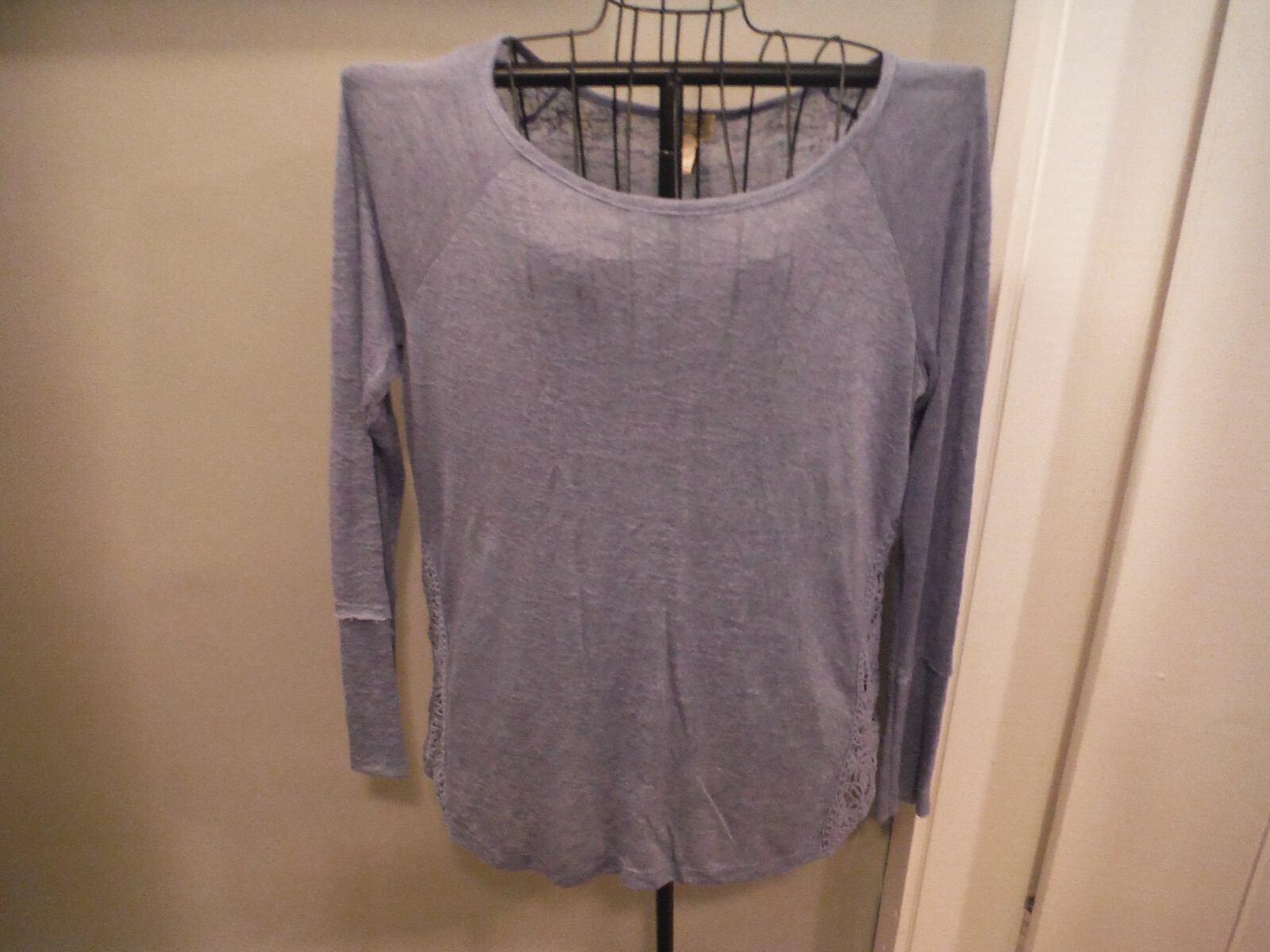 Eyelash Couture XL Blue Long Sleeve Thin Sheer Long Sweater