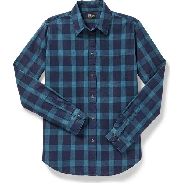 Womens Filson Hyland Shirt Indigo Teal Navy Check XS Cotton NWT
