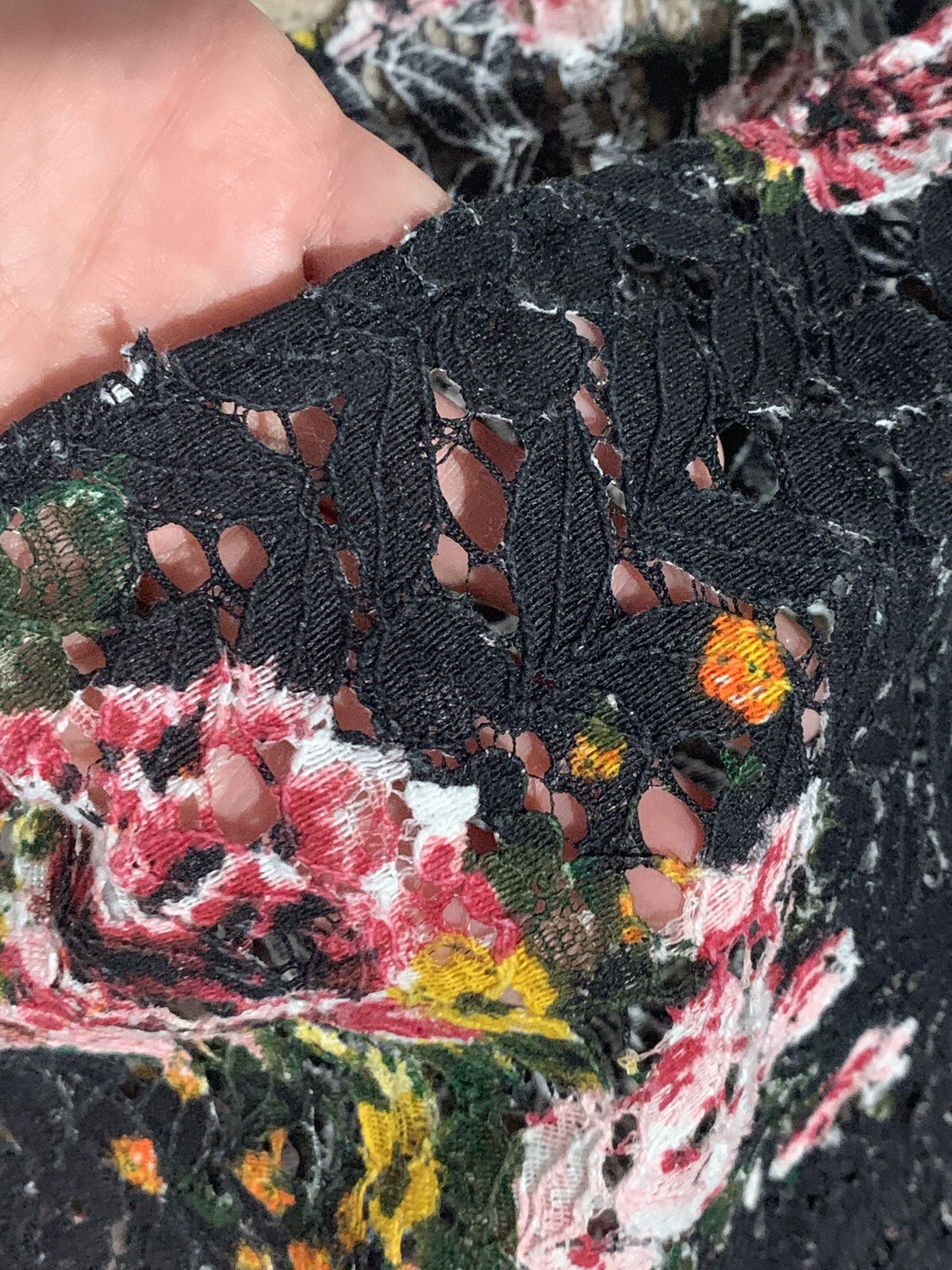 Hippie Laundry Womens Shirt Size Medium Multicolor Floral High Neck Lace