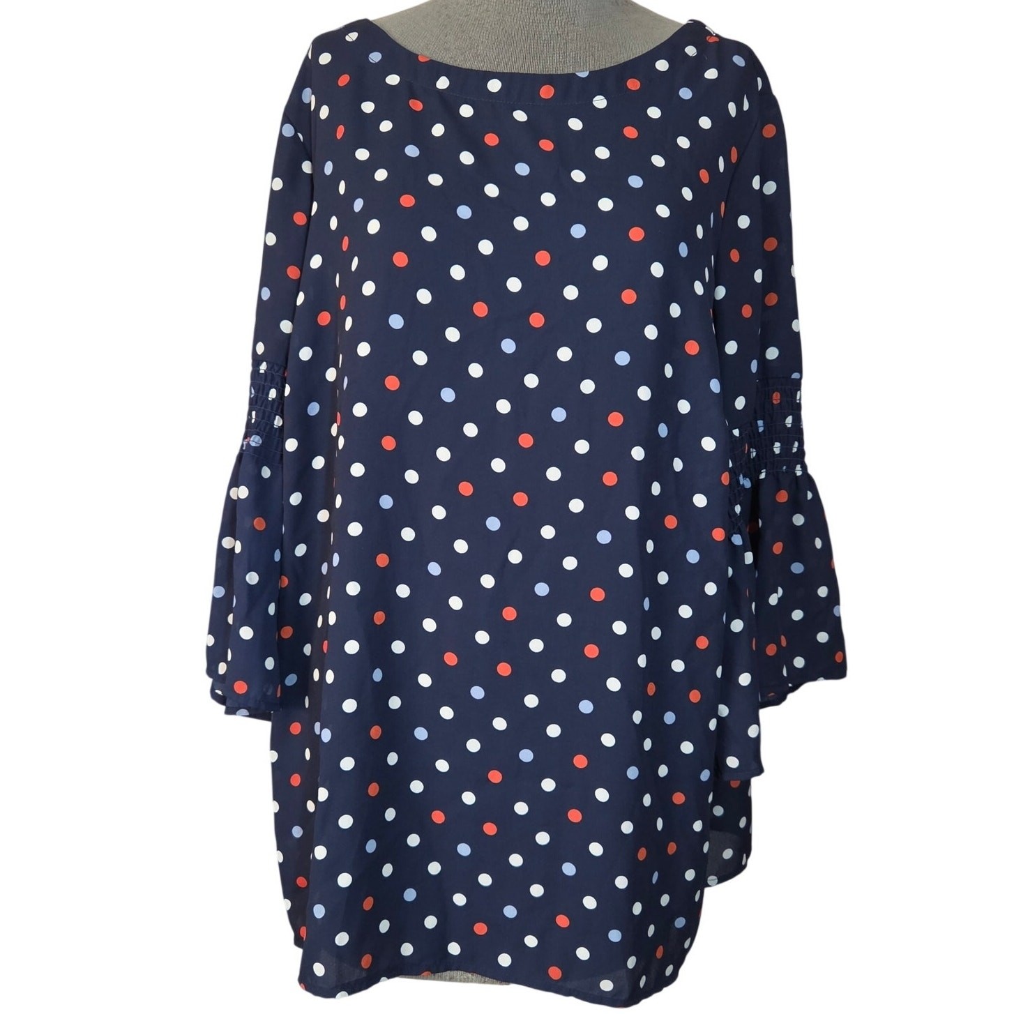 Poka Dot Bell Sleeve Blouse Size 1X