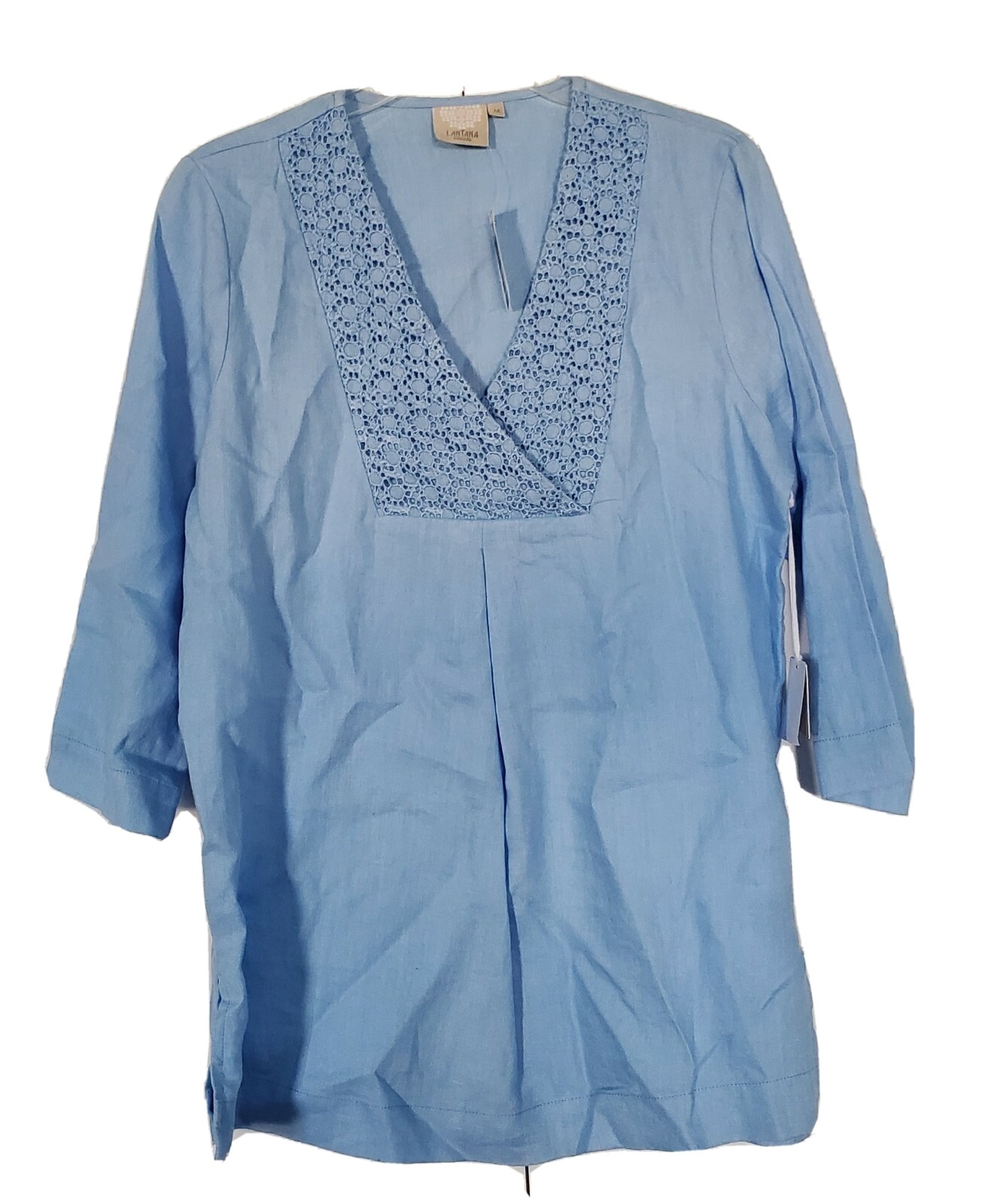 Lantana Casuals Blue Linen Tunic Womens Sz M B33