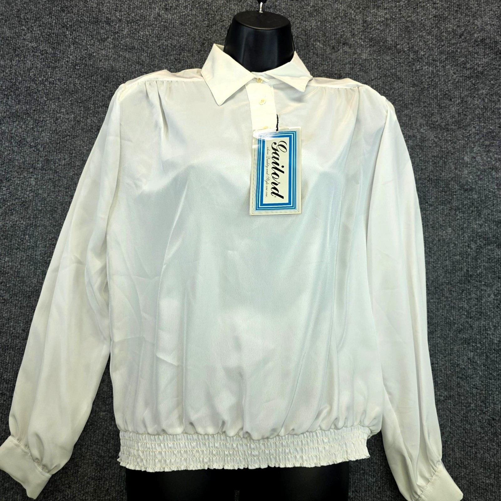 Vintage 80s Gailord Placket Blouse 8 White USA Smoked Minimalist Fairy Preppy