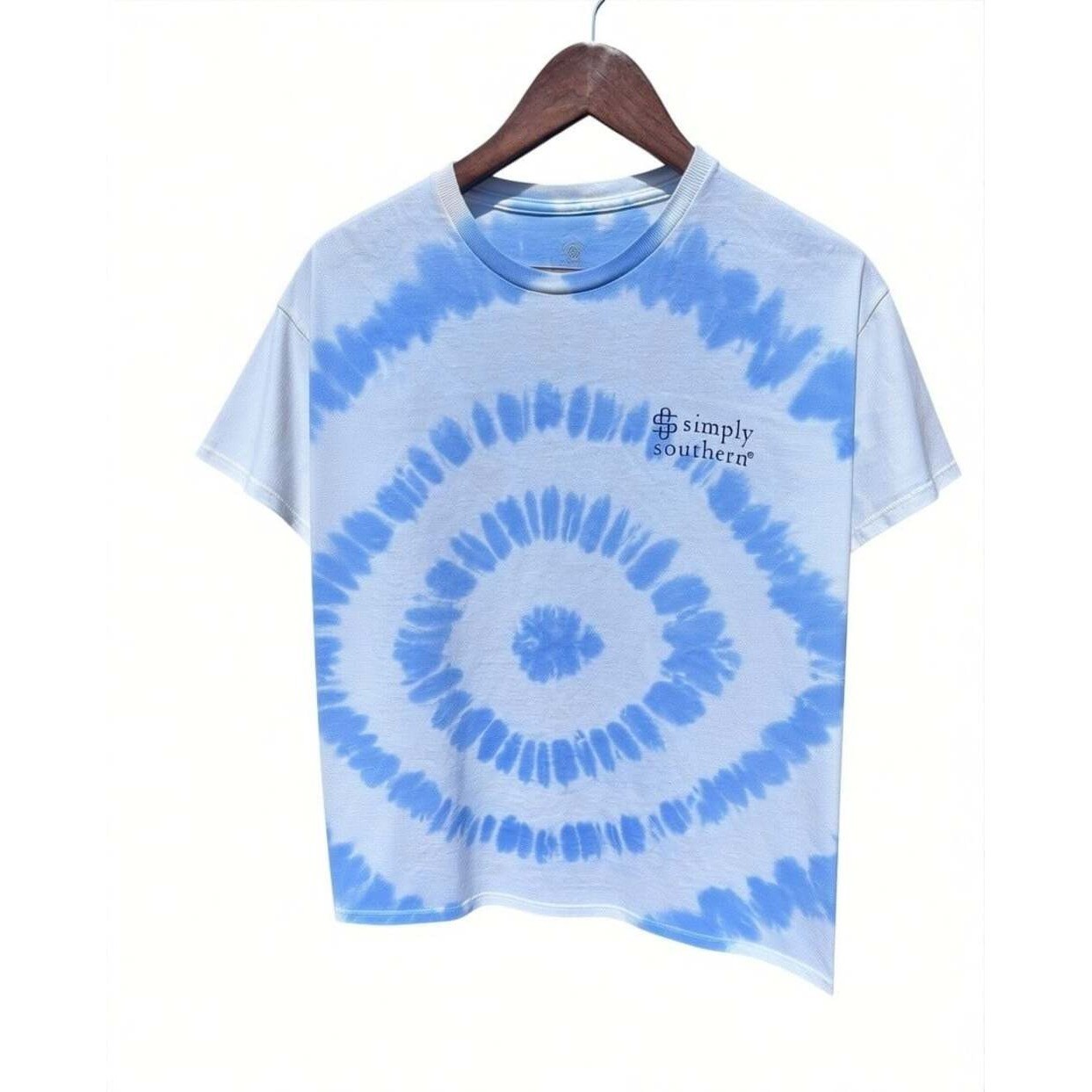 Simply Southern Blue and White Tie Dye Palm Tree Graphic T-Shirt
