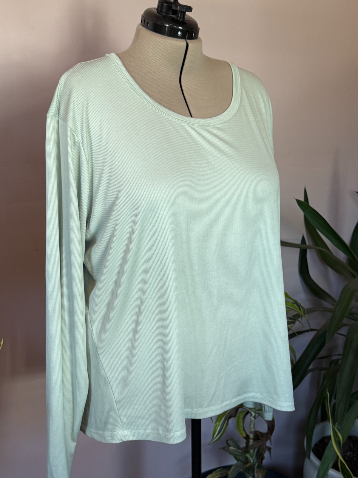 Plus size 3X women’s mint green long sleeve athletic shirt by MARIKA