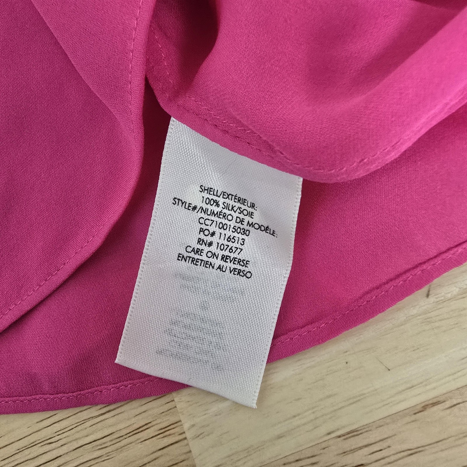 Alice + Olivia Shirt Womens Medium Pink 100% Silk Bell Sleeve Back Zip Blouse