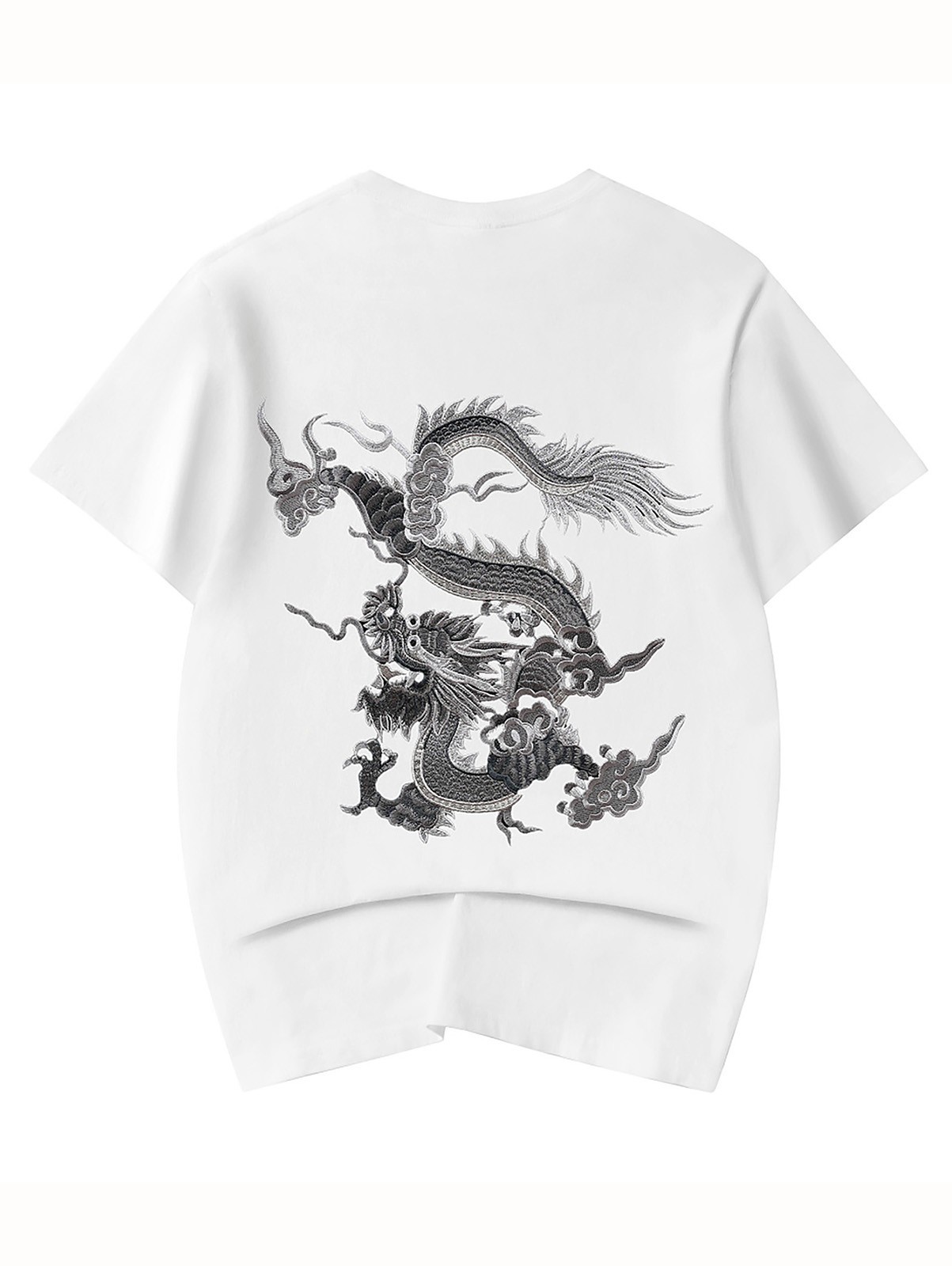 Niepce Men’s Cloud Dragon Embroidery Tee Japanese Streetwear T-Shirt
