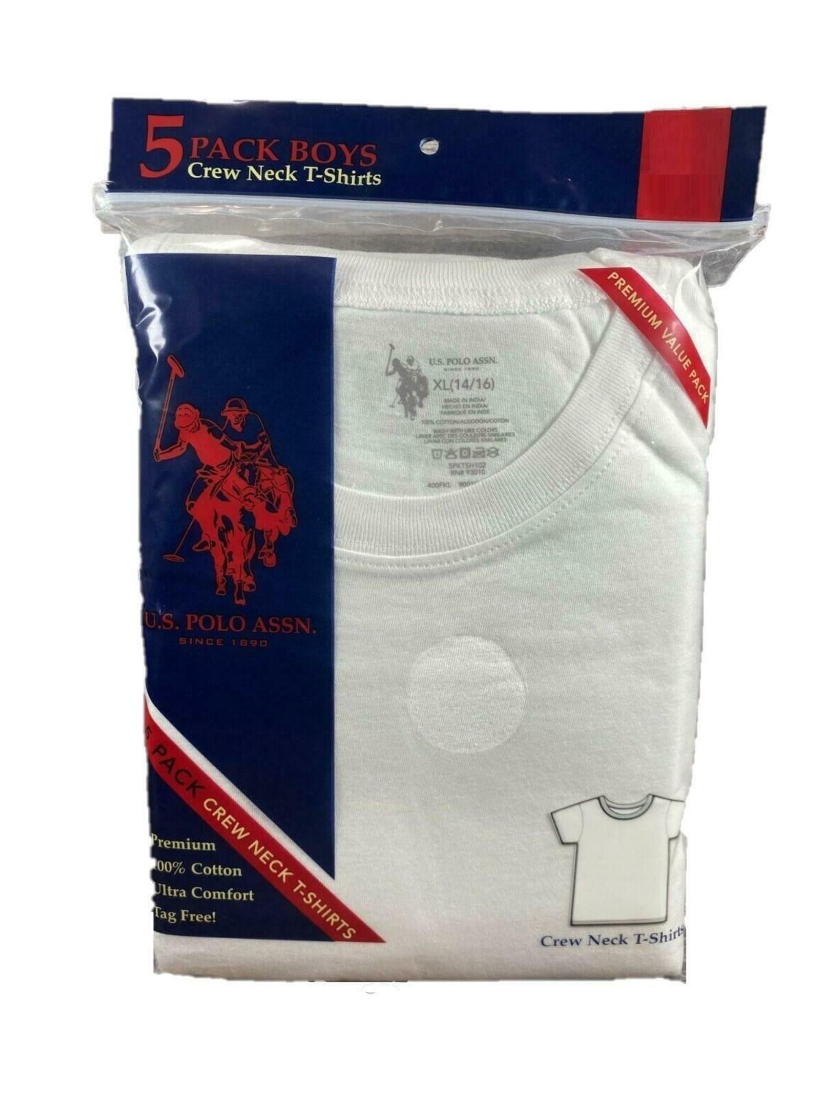 U.s. Polo Assn. Us Polo Boys 5 Pack Crew Neck T-shirt Medium