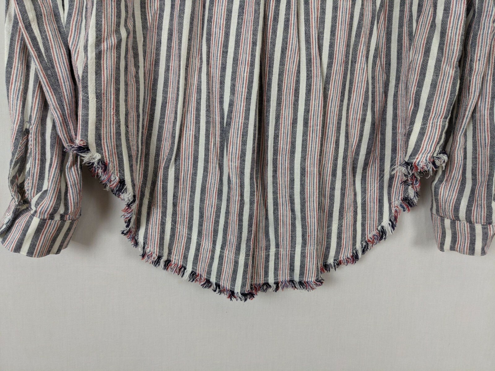 Anthropologie Cloth & Stone Raw edge hem long sleeve rayon linen blouse M