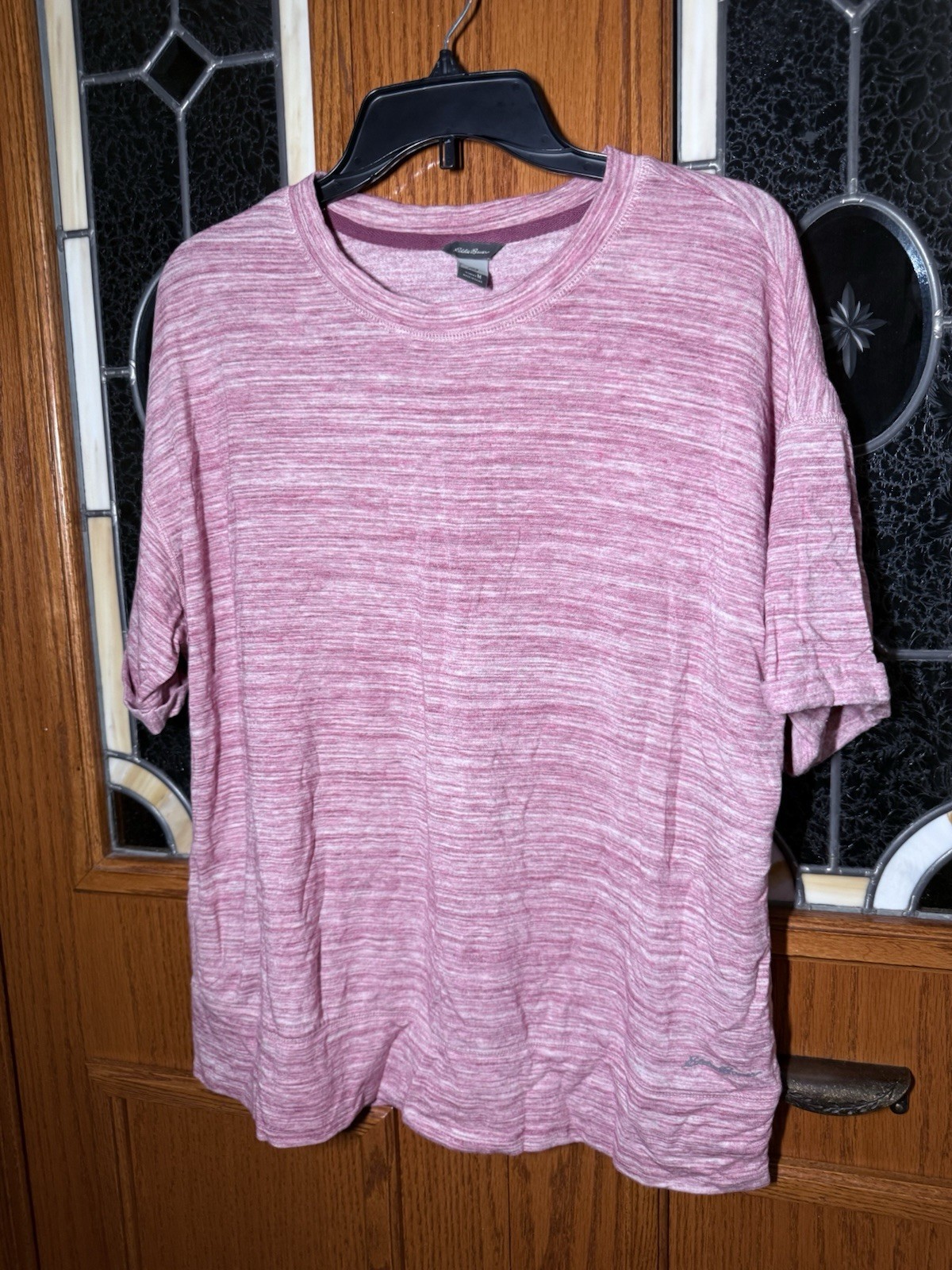 Eddie Bauer Pink Heathered Knit Crew Neck Short Sleeve T-Shirt Women’s M