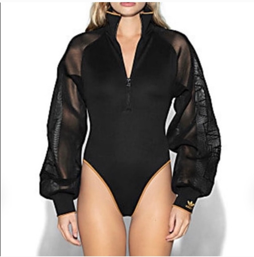 NEW Adidas X Ivy Park Mesh Sleeve Bodysuit Beyoncé – Black Gold -Size Small