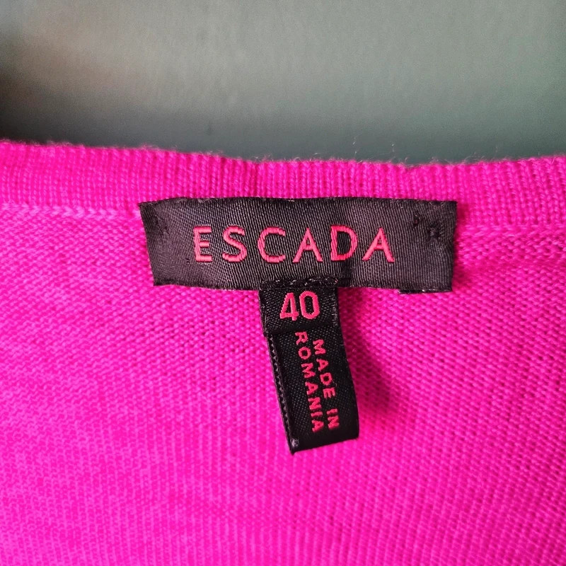 Escada 100% Wool Sleeveless Knit Top Hot Pink EU 40 Luxury Minimalist M