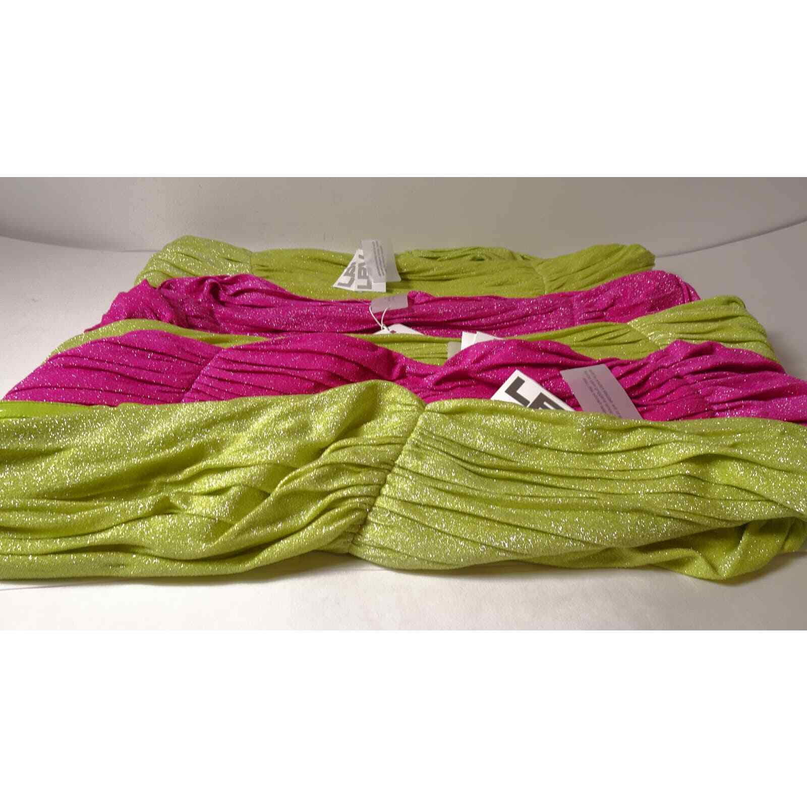 LBV. Women’s Lurex Jersey Criss Cross Halter top 6 NWT 298 Acid Yellow