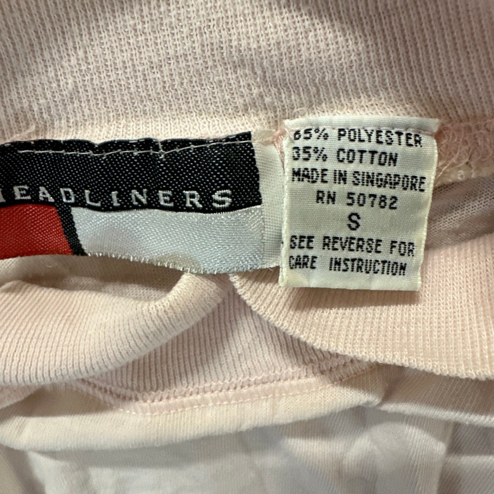 Headliners T-Shirt Womens Size S Pink Mock Neck Short Sleeve Vintage Stained