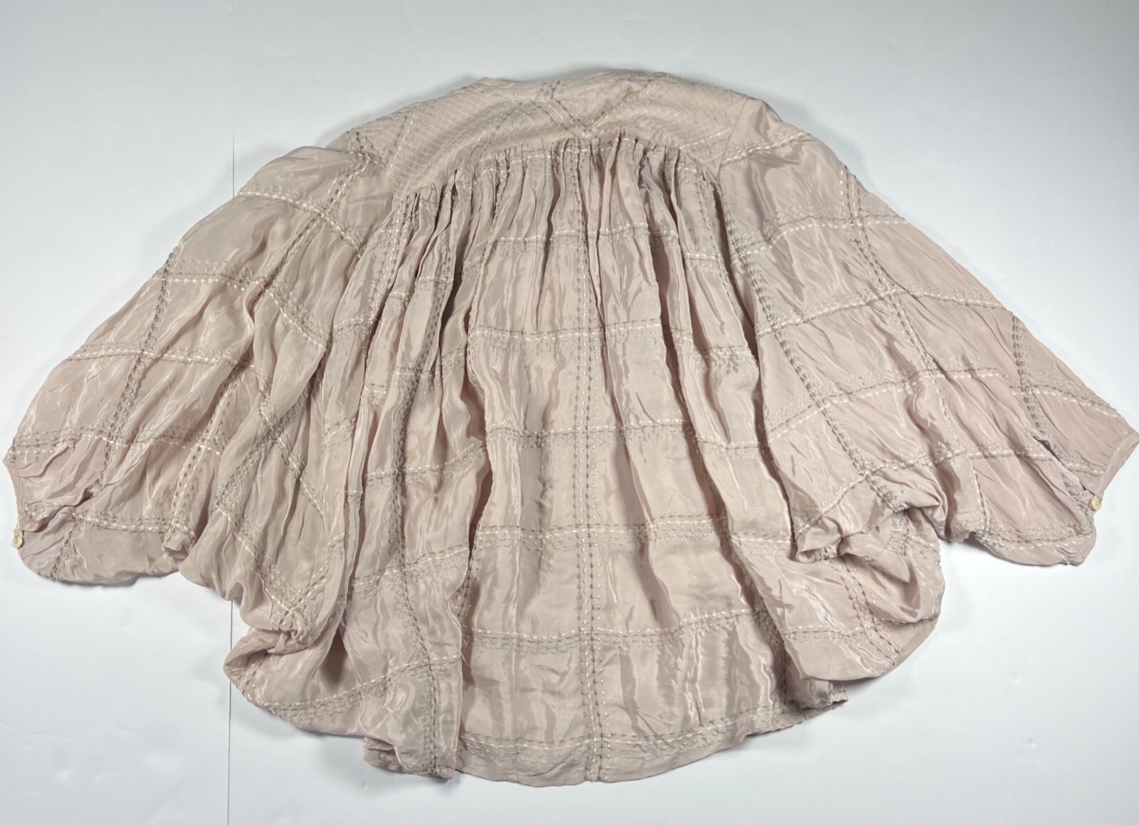 Anthropologie Sarabeth Textured Button Down Blouse Size Medium Pink Oversized