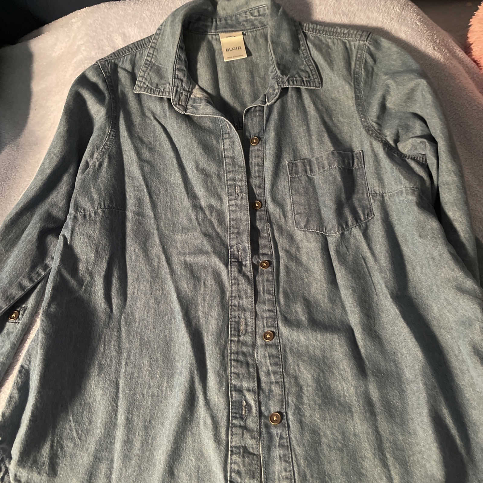 Blair denim long sleeve shirt with lace on back size small