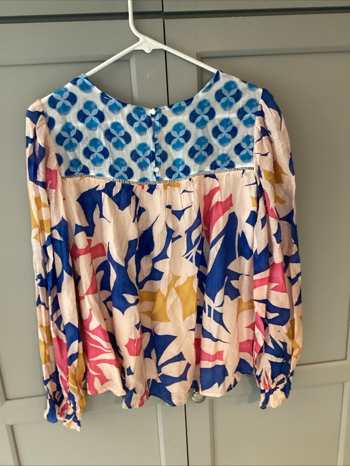 Fate Viscose Blend Lined Floral Print Long Balloon Sleeve Blouse Size S NWT