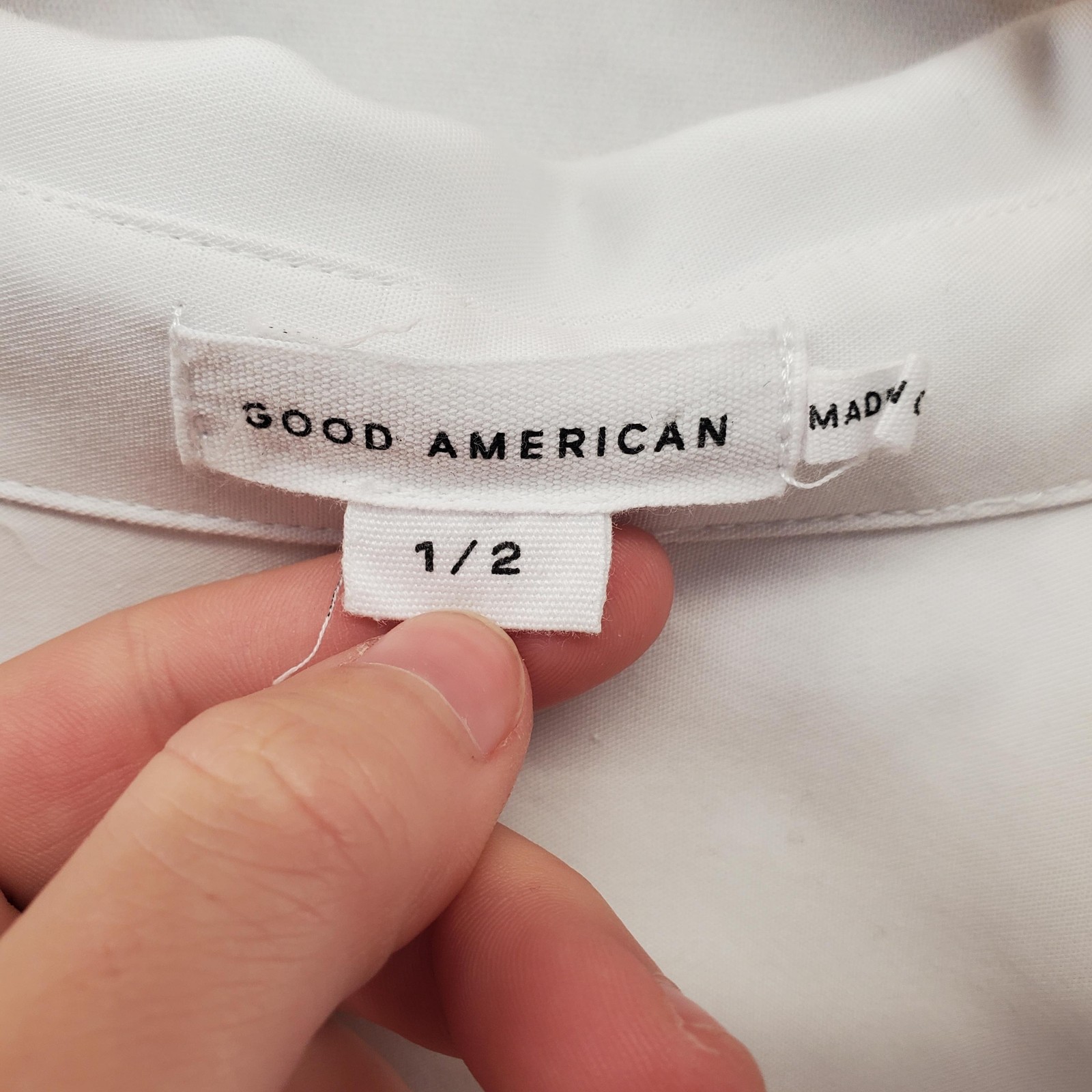 Good American Shirt Womens 1/2 White Button Front High Low Tunic Top Oversized