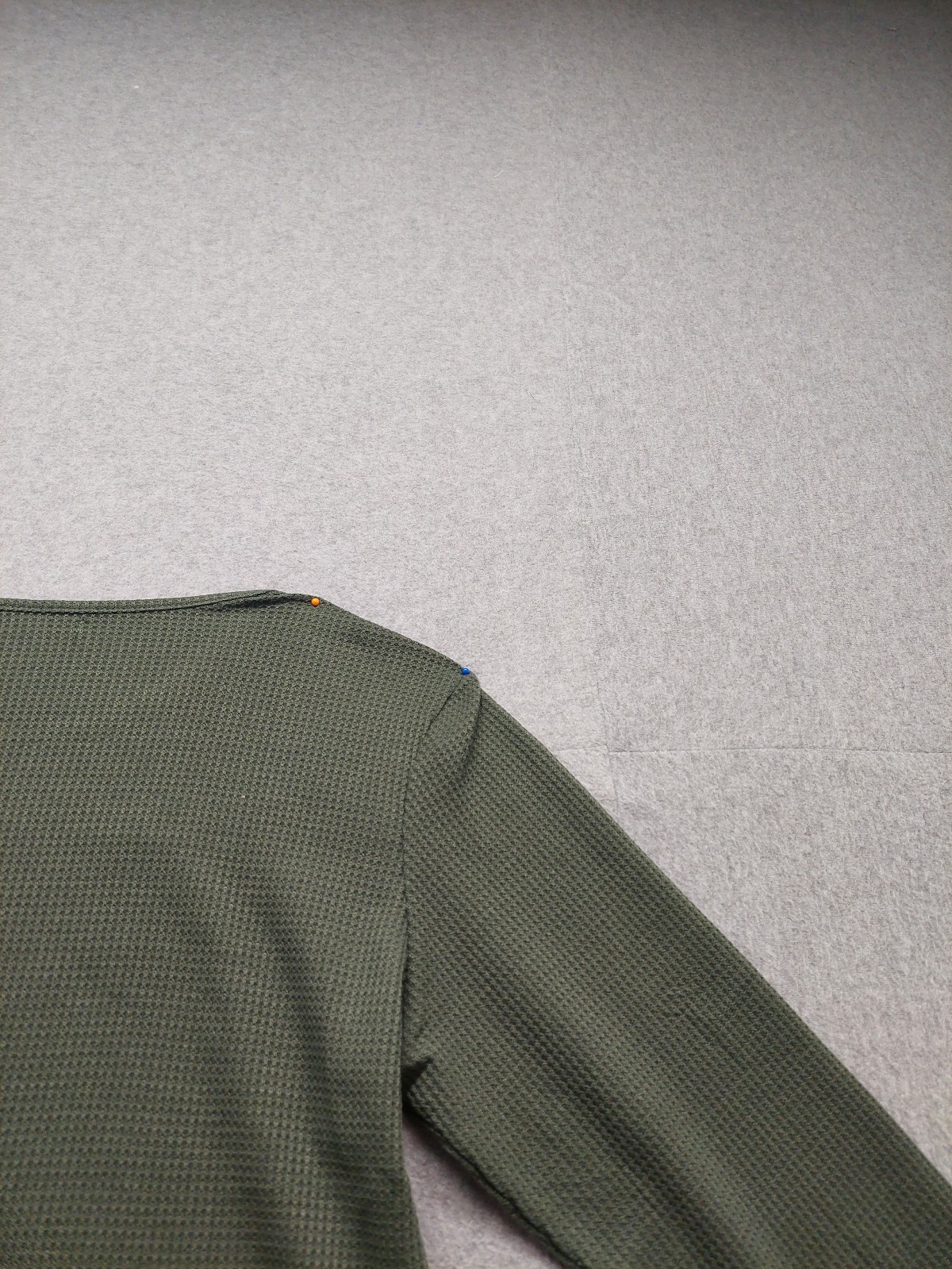 Ofeefan Women Top M Olive Green Crew Neck Pullover 3/4 Sleeve Stretch Casual