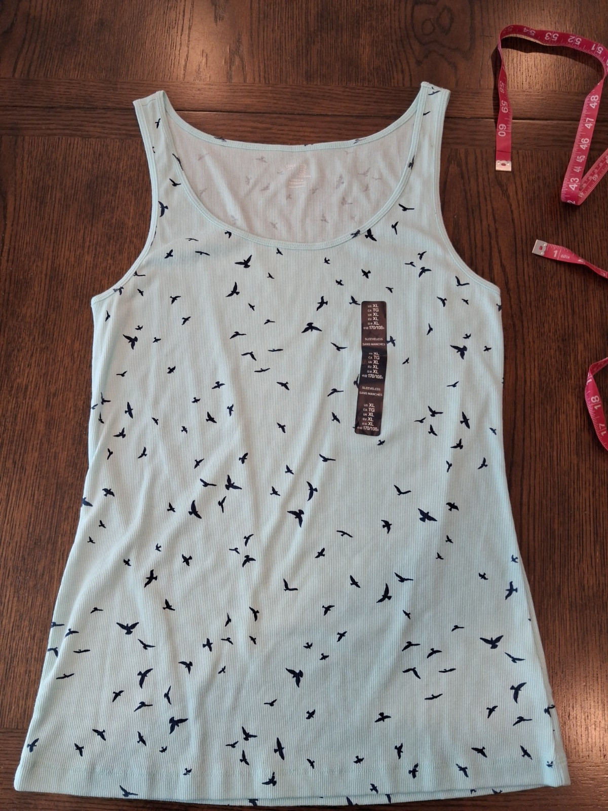 NWT Women’s GAP Tank top XL mini rib light blue baby blue seagulls birds