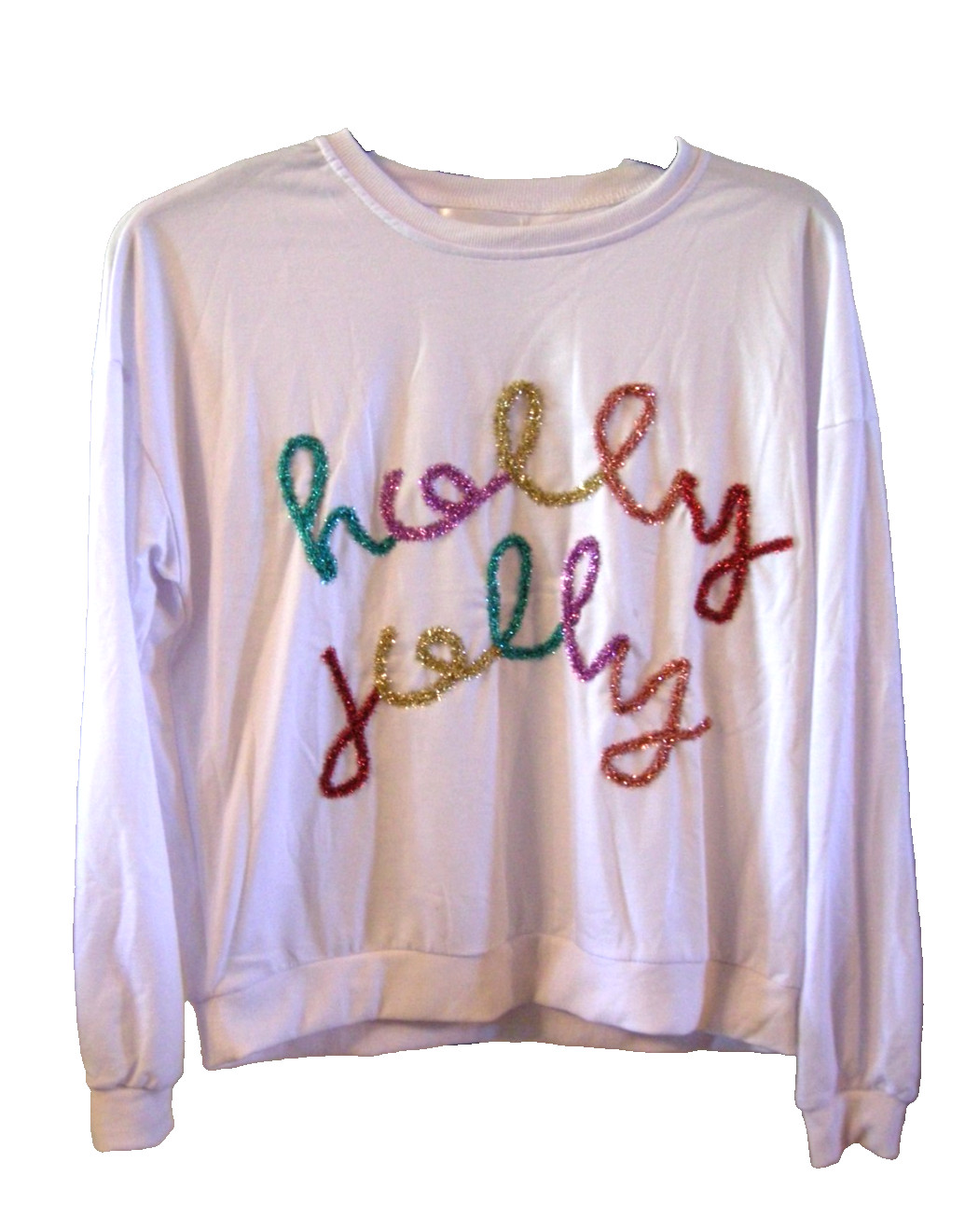 Christmas Holly Jolly Women’s Top By Top It Off Accessories, S/M, White, New