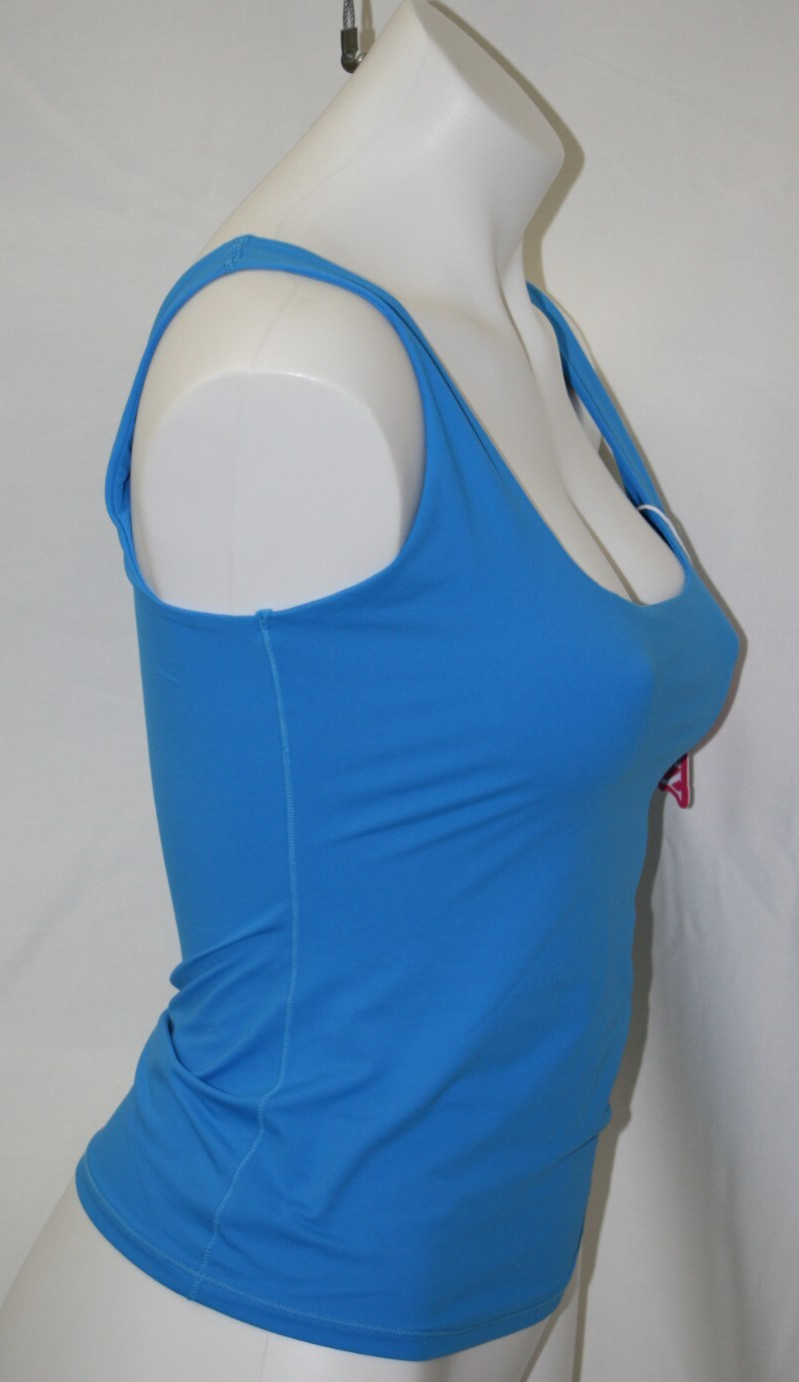 Pumiey Solid Blue Square Neck Tank Top Basic Sleeveless Cami Size M NEW