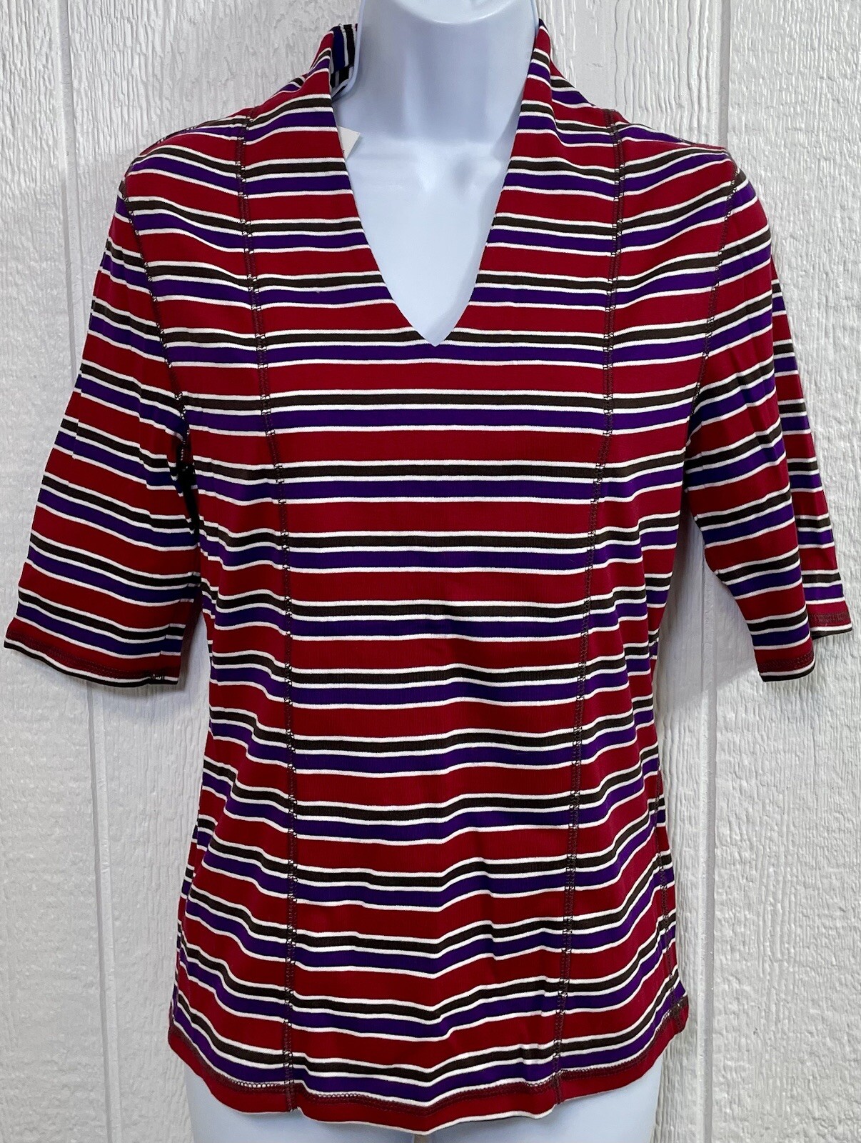 CAROLYN TAYLOR Shirt Side SMALL knit striped top NWT (nn4)