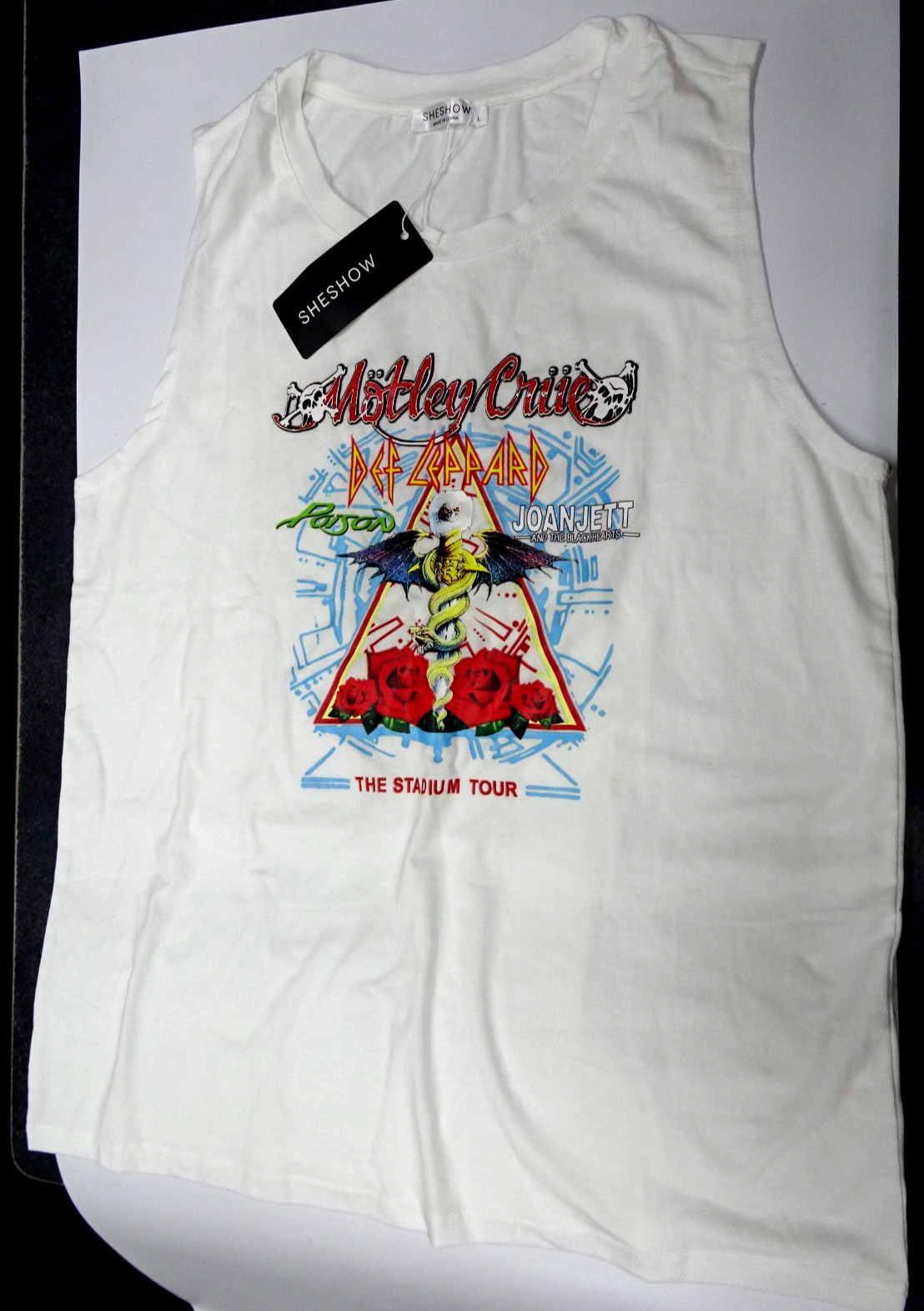 New wTags Sheshow The Stadium Tour Rock & Roll Sleeveless Ladies T shirt Size LG