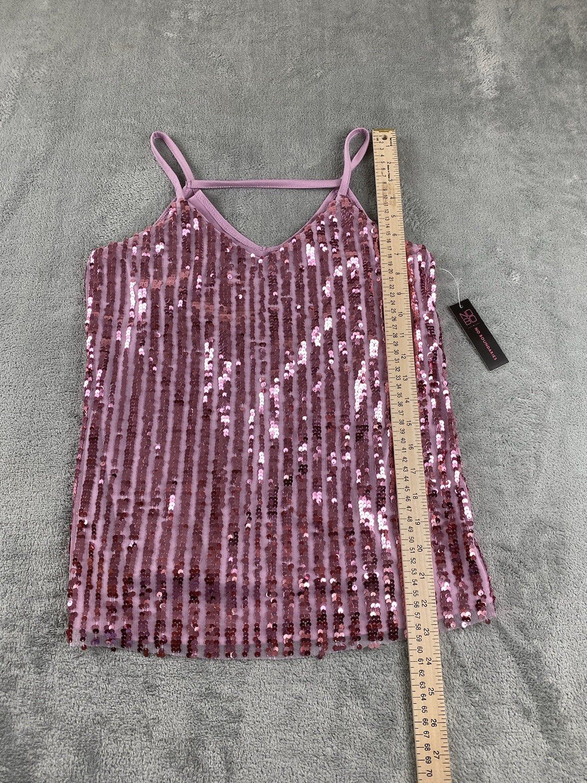 No Boundaries Women’s Top S. Purple Mauve Sequin Straps Shimmer New C41